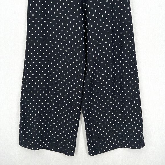 SALONI Juli Off the Shoulder Jumpsuit Womens 10 Black White Silk Polka Dot Wide - Picture 5 of 16